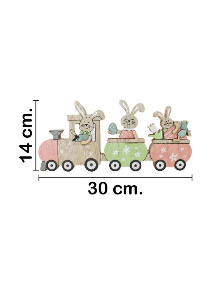 Tren de madera con conejos de 30x14cm - Image 2