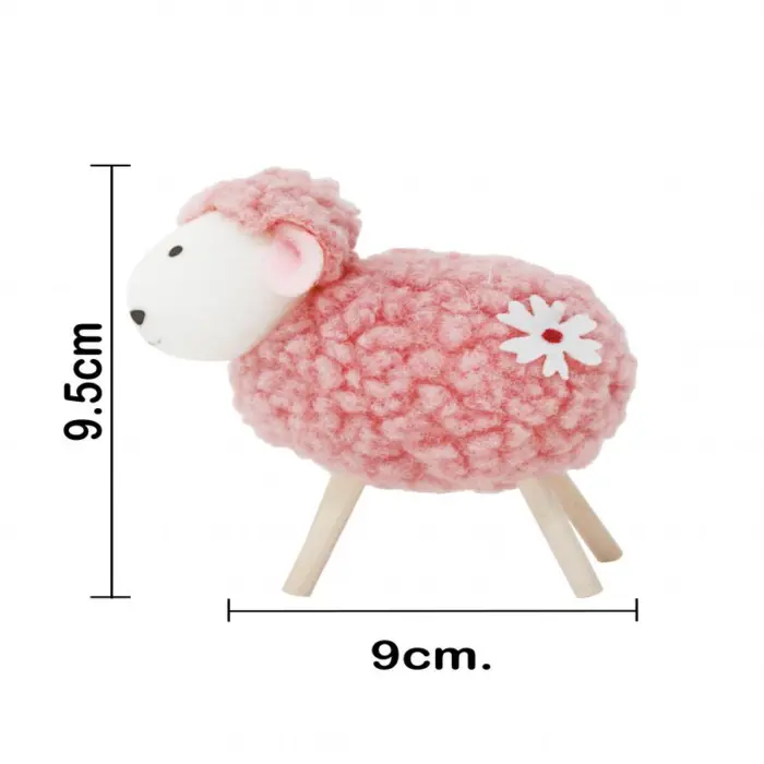 Borrego de peluche blanco con patas de madera de 9x5x9.5cm - Image 4