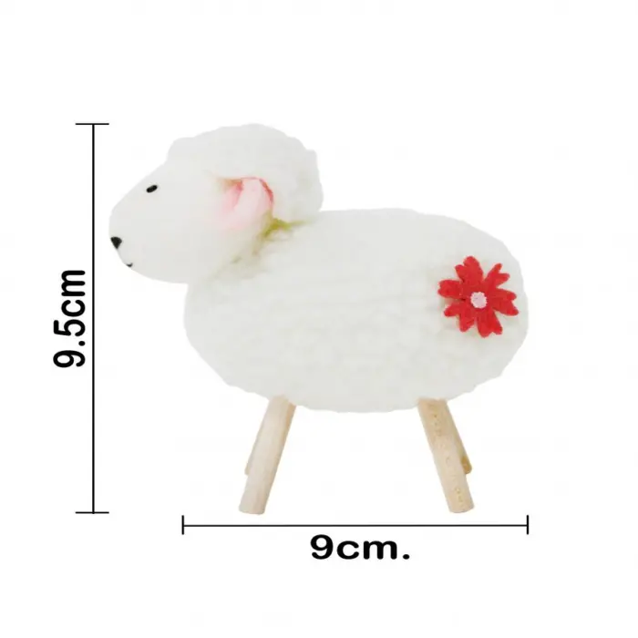 Borrego de peluche blanco en base de madera de 9x5x9.5cm - Image 4