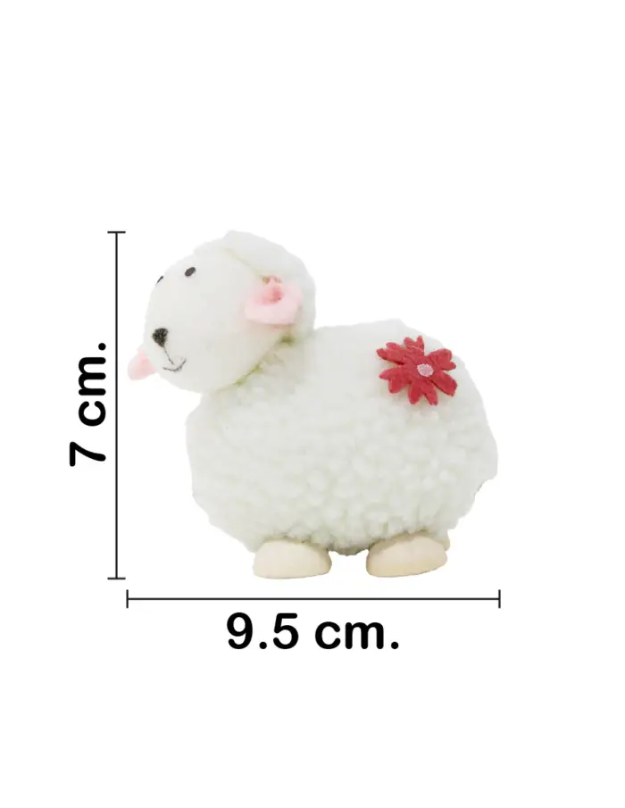 Borrego de peluche blanco con patas de madera de 9.5x5x7cm - Image 2
