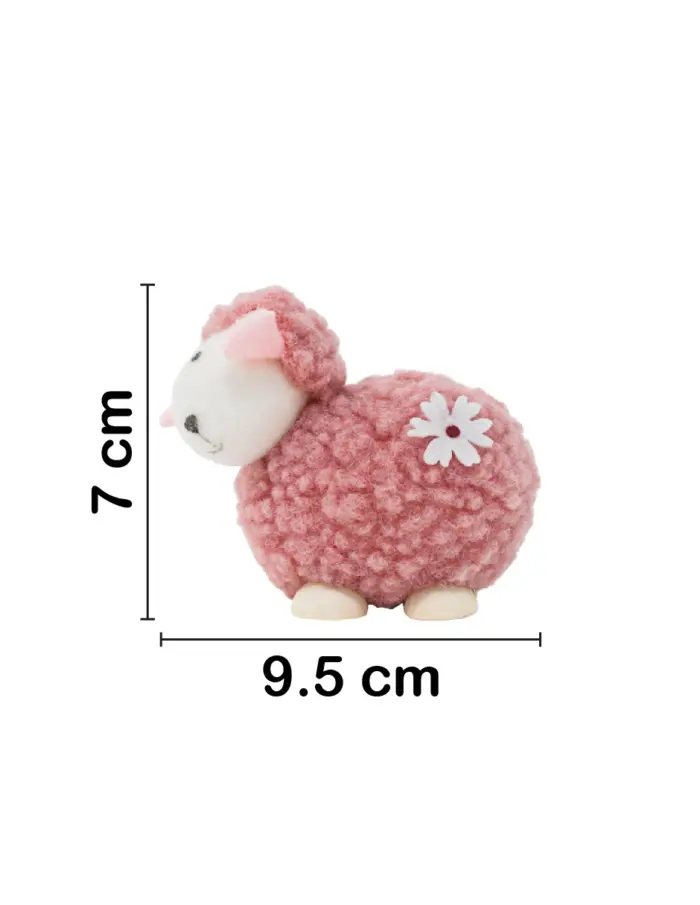 Borrego de peluche rosa con patas de madera de 9.5x5x7cm - Image 2
