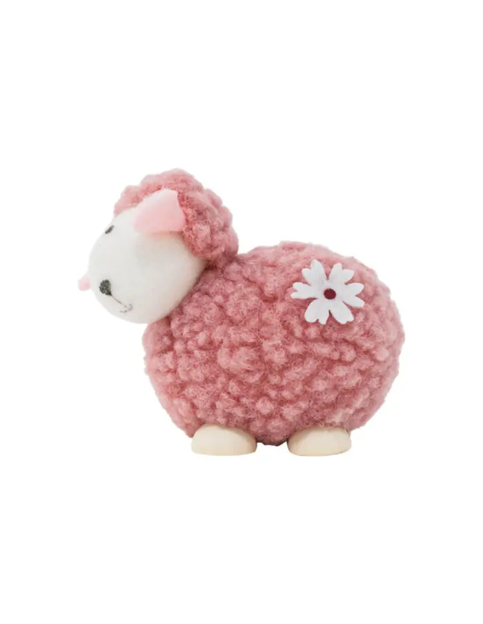 Borrego de peluche rosa con patas de madera de 9.5x5x7cm - Image 3