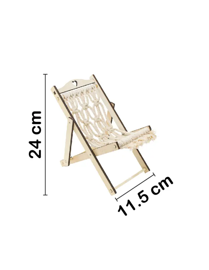 Silla decorativa de madera tejida natural de 24x11.5x1.3cm - Image 2