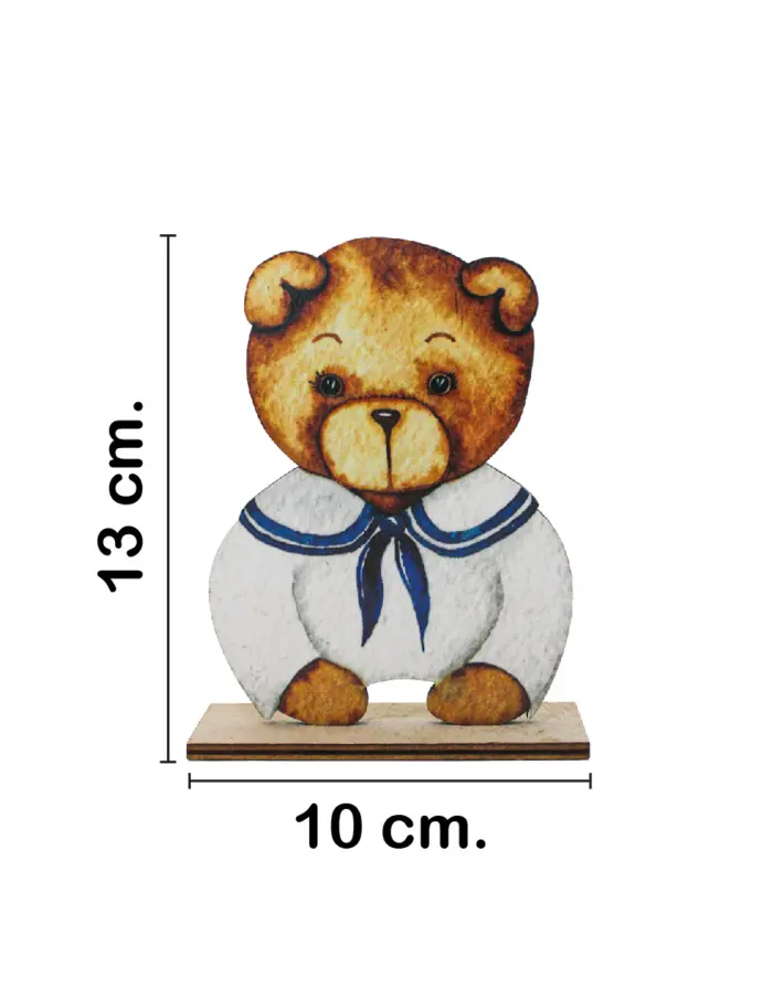 Osito marino de madera en base de madera de 10x13cm - Image 2
