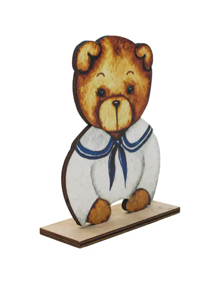 Osito marino de madera en base de madera de 10x13cm - Image 3