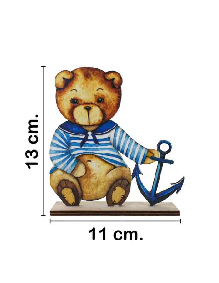 Osito marino de madera en base de madera de 11x13cm - Image 2