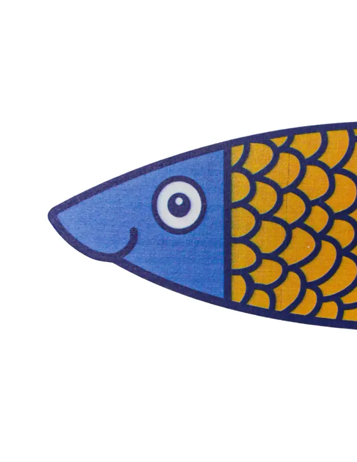 Pez de colores amarillo con azul en base de madera de 27.5x27.5x5cm - Image 4