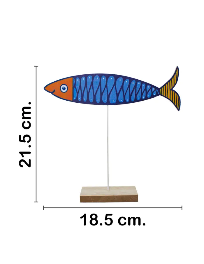Pez azul con amarillo en base de madera de 18.5x20x4.5cm - Image 2
