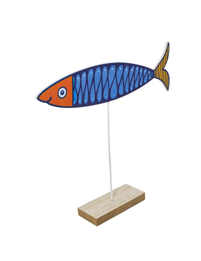 Pez azul con amarillo en base de madera de 18.5x20x4.5cm - Image 3
