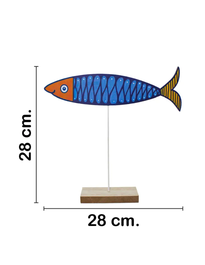 Pez azul con amarillo en base de madera de 27.5x28x5cm - Image 2