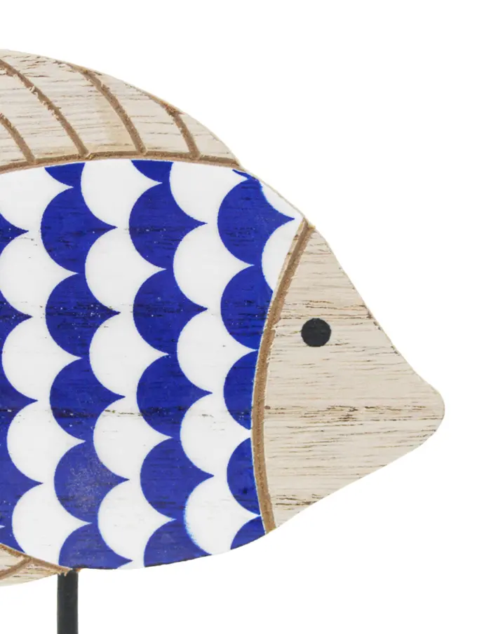Pez de madera azul y blanco en de madera de 15x21x5cm - Image 4