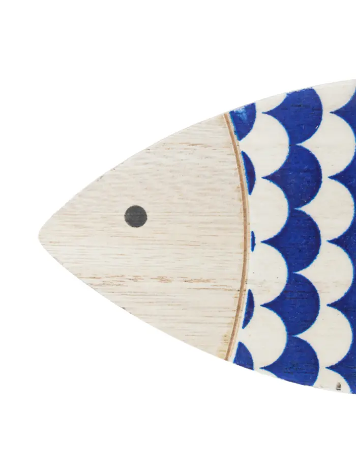 Pez de madera azul y blanco en base de madera de 23x26.5x5cm - Image 4