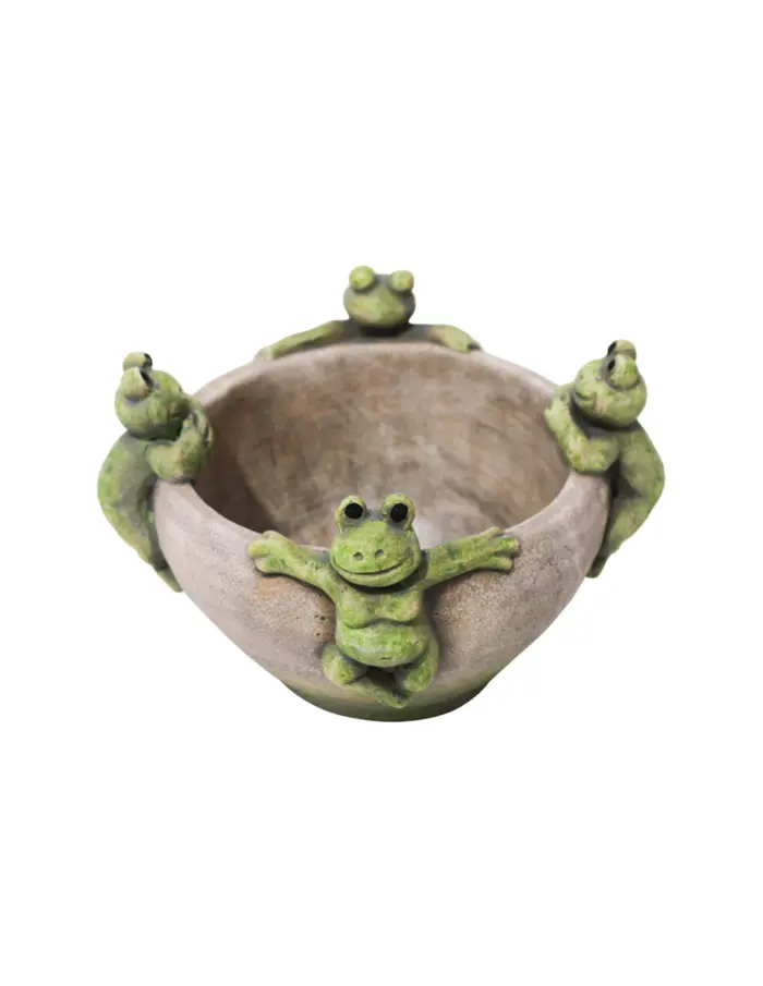 Maceta de cemento con ranas en la orilla de 16x16x10.5cm - Image 2