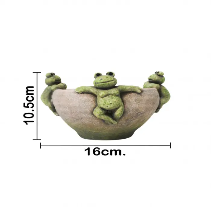 Maceta de cemento con ranas en la orilla de 16x16x10.5cm - Image 4