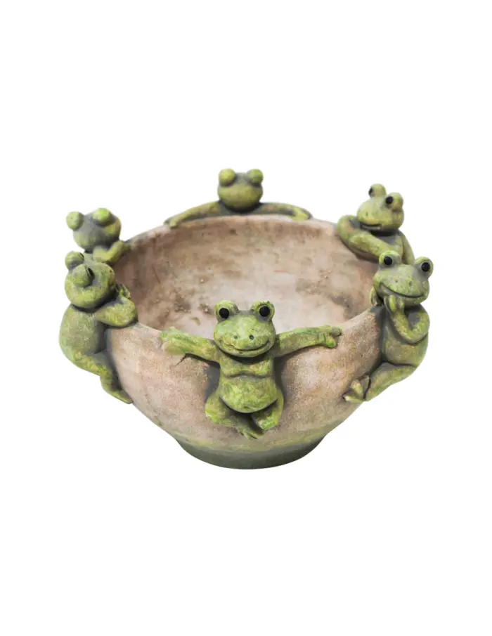Maceta de cemento con ranas en la orilla de 20x20x13cm - Image 2