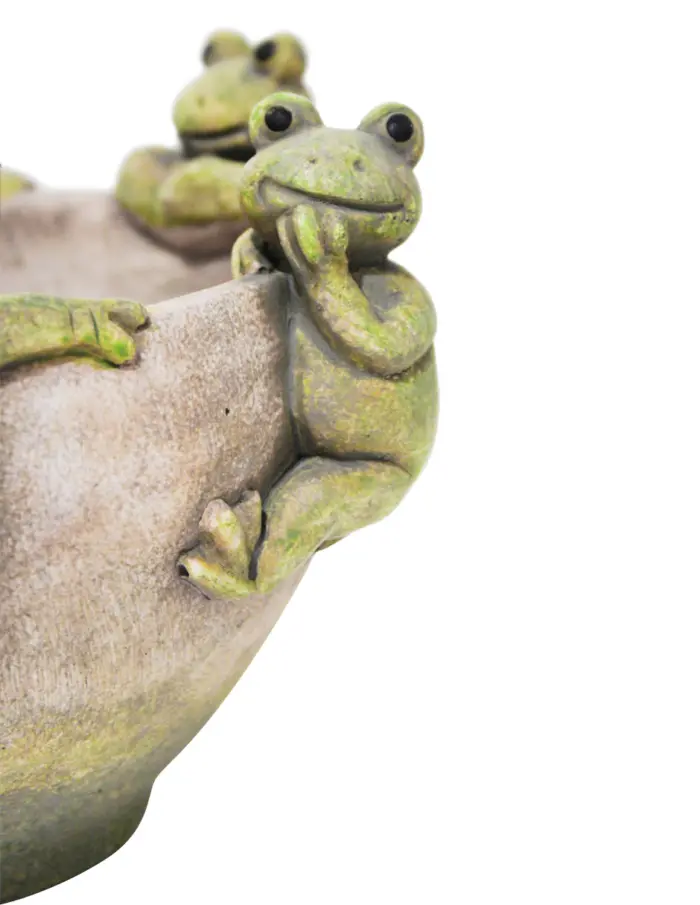 Maceta de cemento con ranas en la orilla de 20x20x13cm - Image 3
