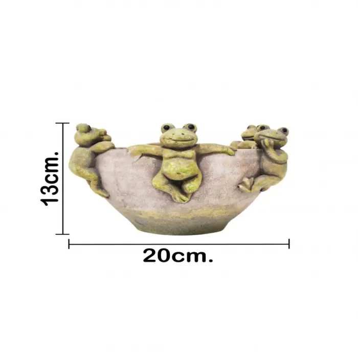 Maceta de cemento con ranas en la orilla de 20x20x13cm - Image 4