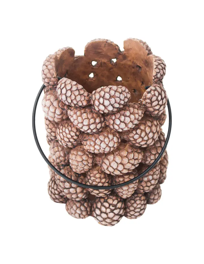 Linterna de cemento diseño bellotas de 14X14X15.5cm - Image 2