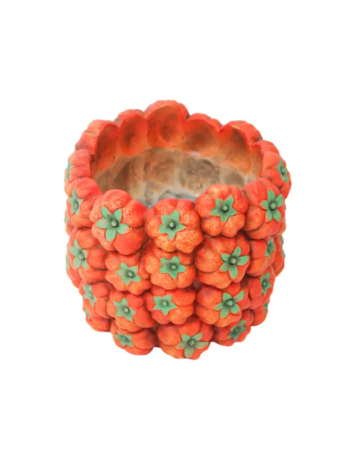 Maceta de cemento diseño calabaza de 15.5x15.5x13cm - Image 2