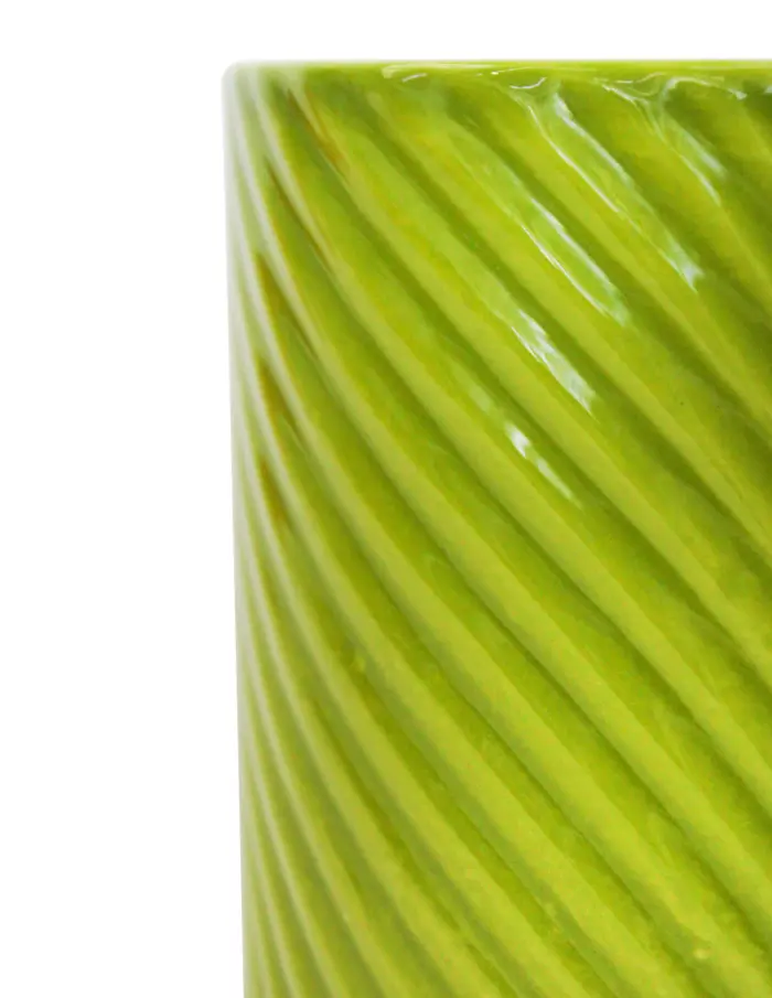 Florero de cerámica cilindrica verde olivo de 13x13x13cm - Image 3