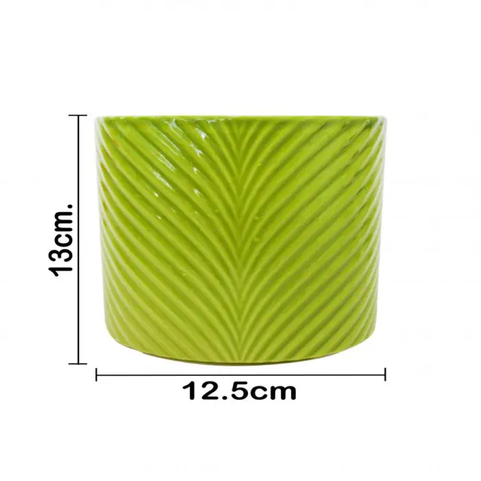Florero de cerámica cilindrica verde olivo de 13x13x13cm - Image 4