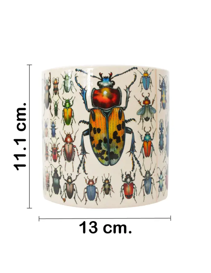 Maceta de ceramica beige con escarabajos de 13x11.1cm - Image 2