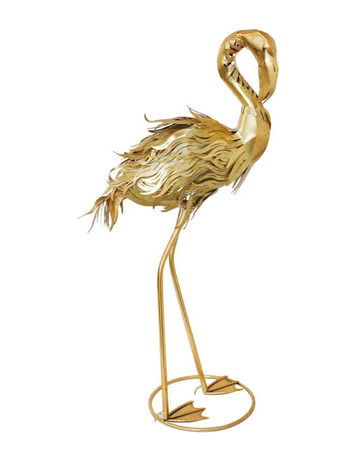Flamenco de metal dorado de 25.08x40.64x85.73cm - Image 2