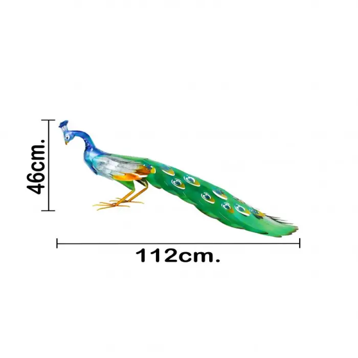 Pavo real de metal de colores de 40.01x98.43x46.36cm - Image 4