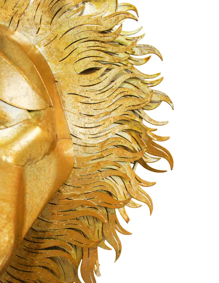 Cabeza de león para pared de metal dorado de 17.78x40.01x48.9cm - Image 3