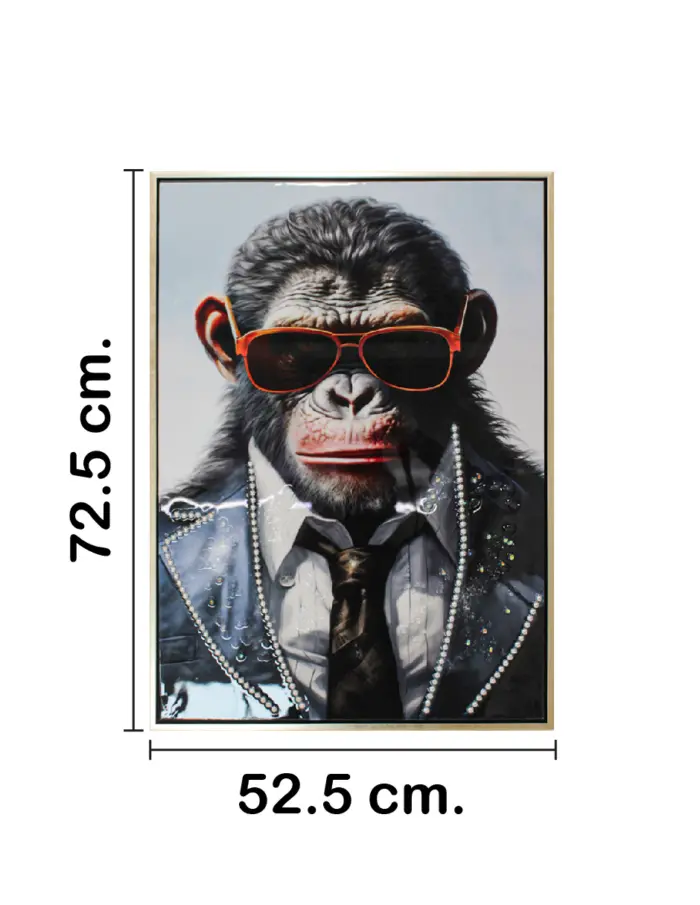 Cuadro con chimpancé con lentes de 52.5x72.5x2.8cm - Image 2
