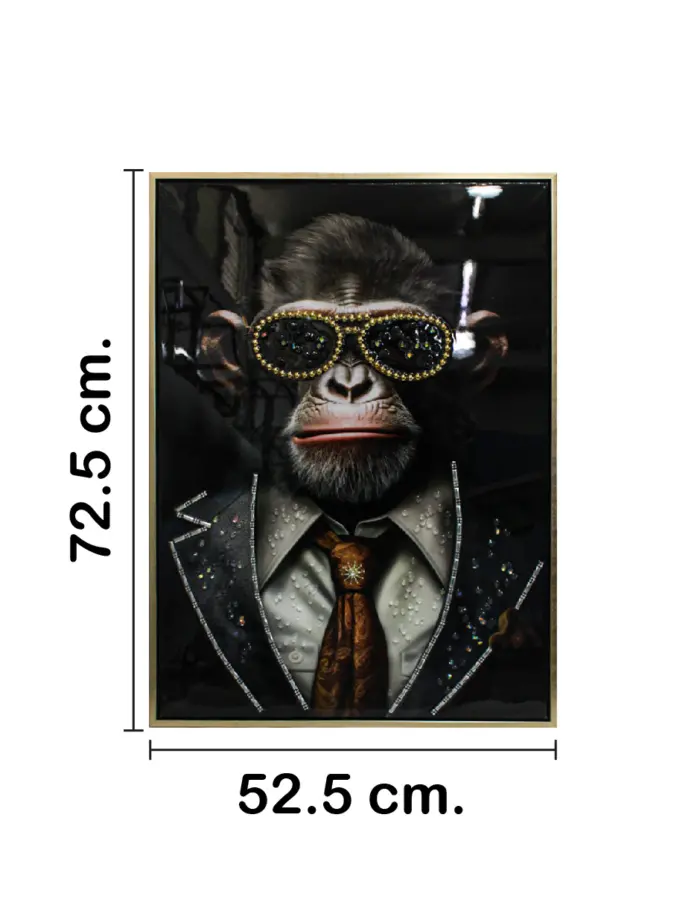 Cuadro con chimpancé con lentes de 52.5x72.5x2.8cm - Image 2