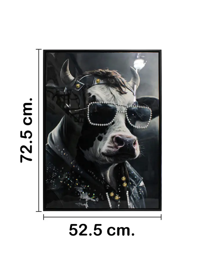 Cuadro con vaca y lentes de 52.5x72.5x2.8cm - Image 2