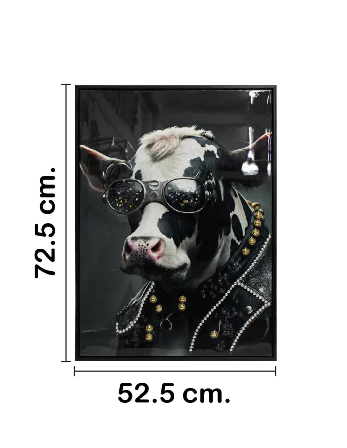 Cuadro con vaca y lentes de 52.5x72.5x2.8cm - Image 2