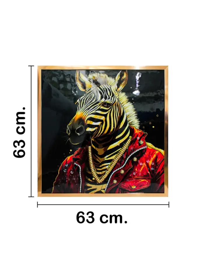 Cuadro con cabeza de cebra de 63x63x3.3cm - Image 2