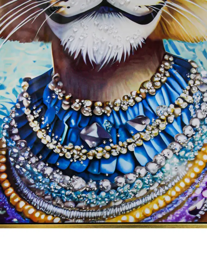 Cuadro con cabeza de leona con lentes y pedrería de 62x82x4cm - Image 3