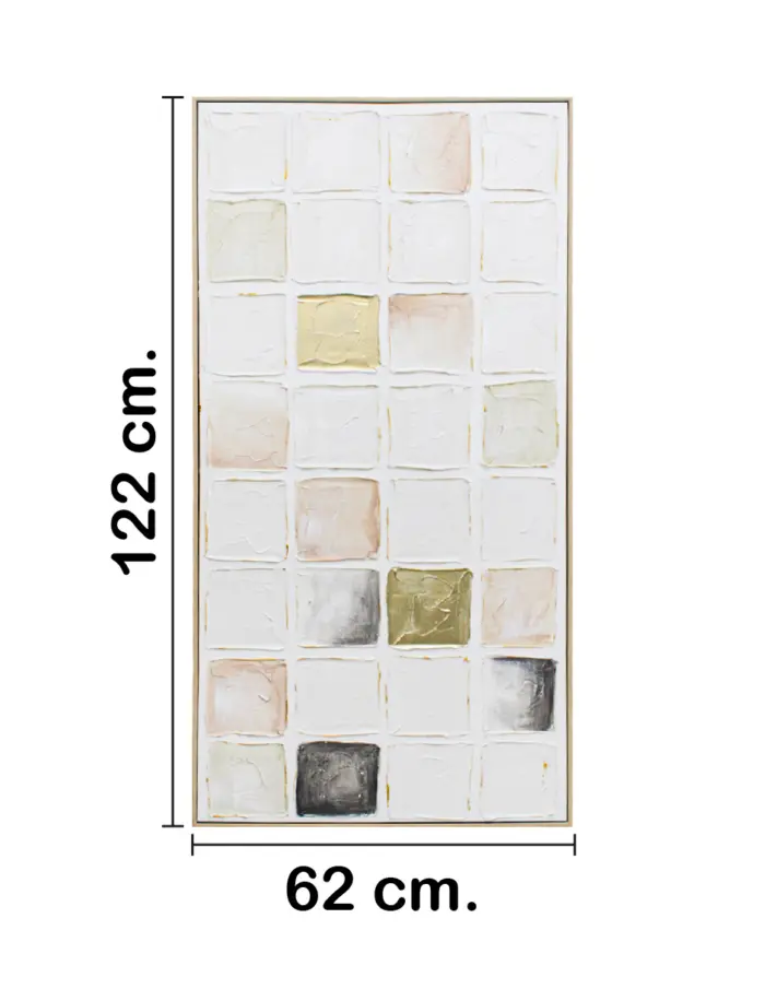 Cuadro abstracto con rectangulos diseño marmol en tonos pastel claro de 62x122x4.5cm - Image 2