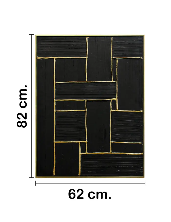 Cuadro abstracto con rectangulos negros de 62x82x4.5cm - Image 2