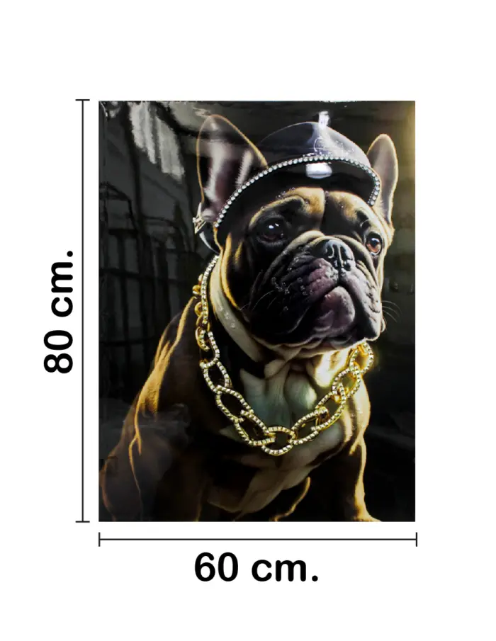 Cuadro con perro sombrero y cadena de 60x80x2.5cm - Image 2