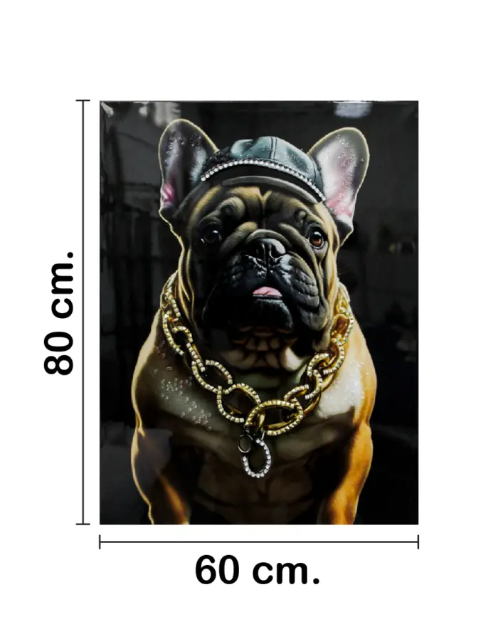 Cuadro con perro sombrero y cadena de 60x80x2.5cm - Image 2