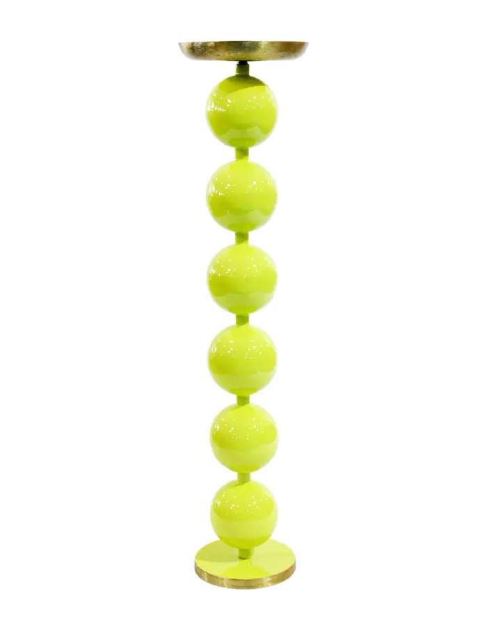 Candelabro de metal diseño esferas amariilo mate de 18x18x78cm - Image 2