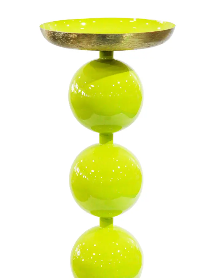 Candelabro de metal diseño esferas amariilo mate de 18x18x78cm - Image 3