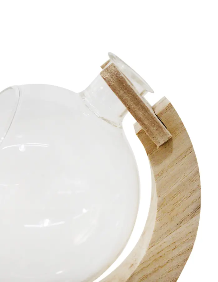 Esfera hidropónica de vidrio con base blanca de 12x8x16cm - Image 3