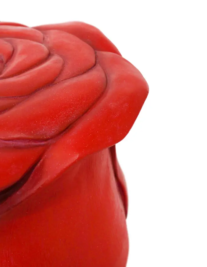 Taburete de madera diseño rosa roja de 41x41x45.5cm - Image 3