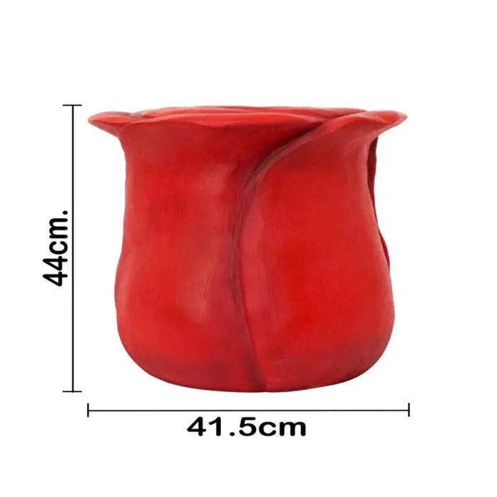Taburete de madera diseño rosa roja de 41x41x45.5cm - Image 4