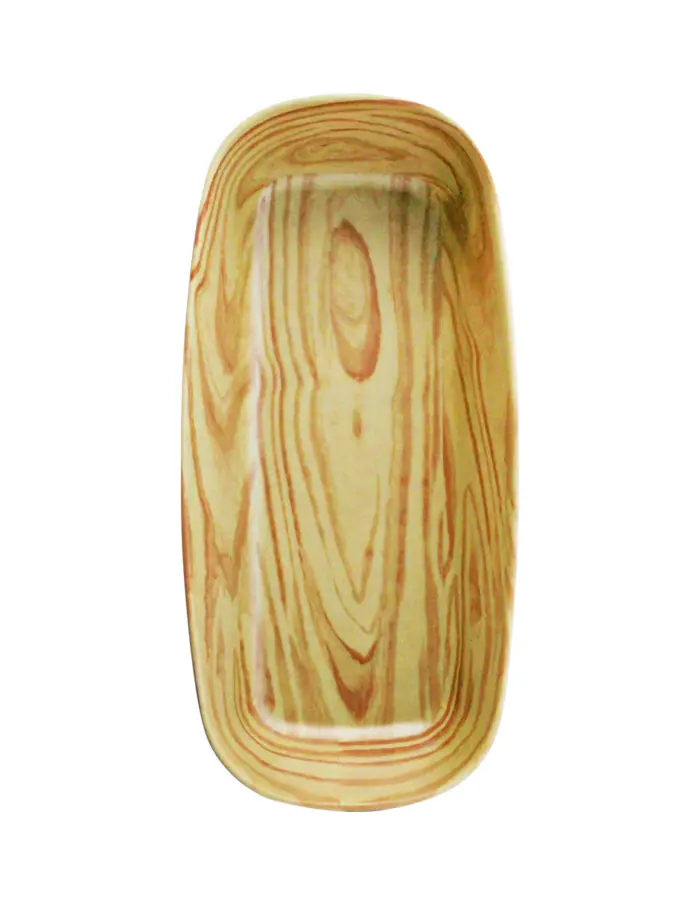 Bowl rectangular de melamina tipo madera de 18x8cm - Image 2