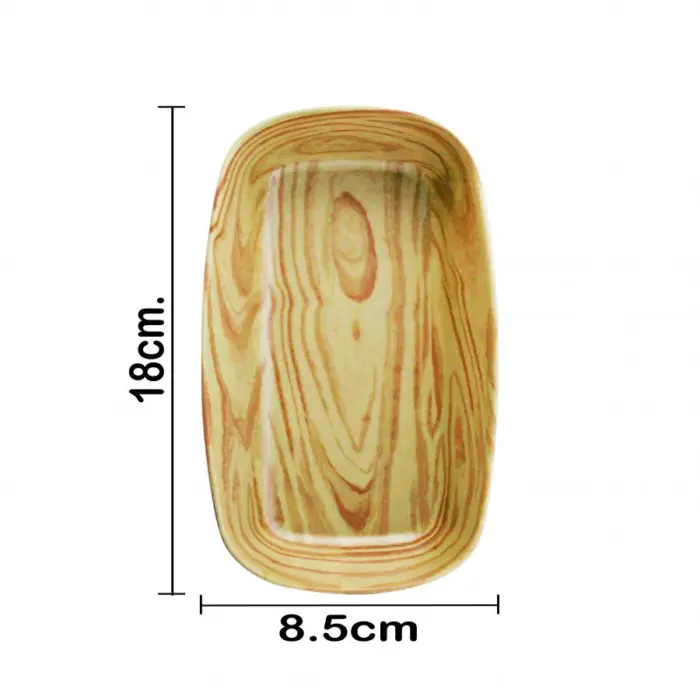 Bowl rectangular de melamina tipo madera de 18x8cm - Image 4