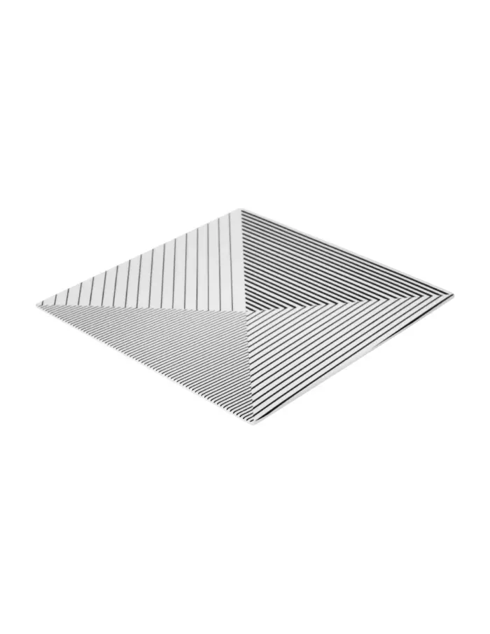 Plato de melamina cuadrado diseño líneas negras con blanco de 26cm - Image 2