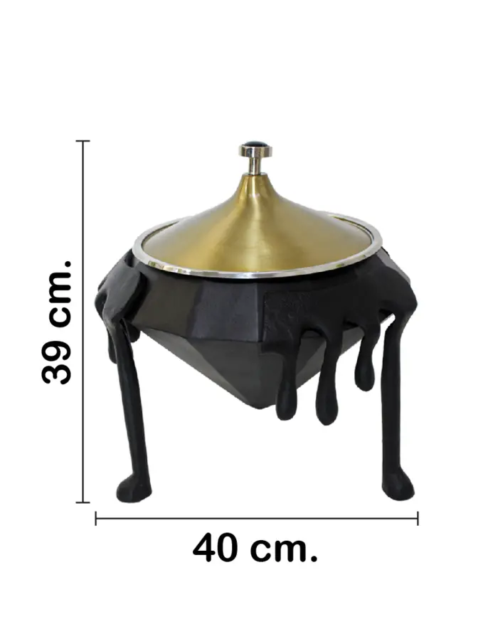 Buffetera de aluminio con acero negro con tapa dorada de 3 litros de 40x40x39cm - Image 2
