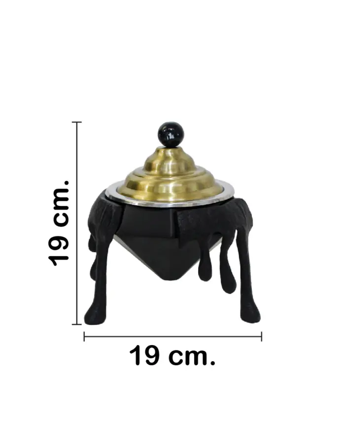 Buffetera de aluminio con acero negro con tapa dorada de 19x19x19cm - Image 2