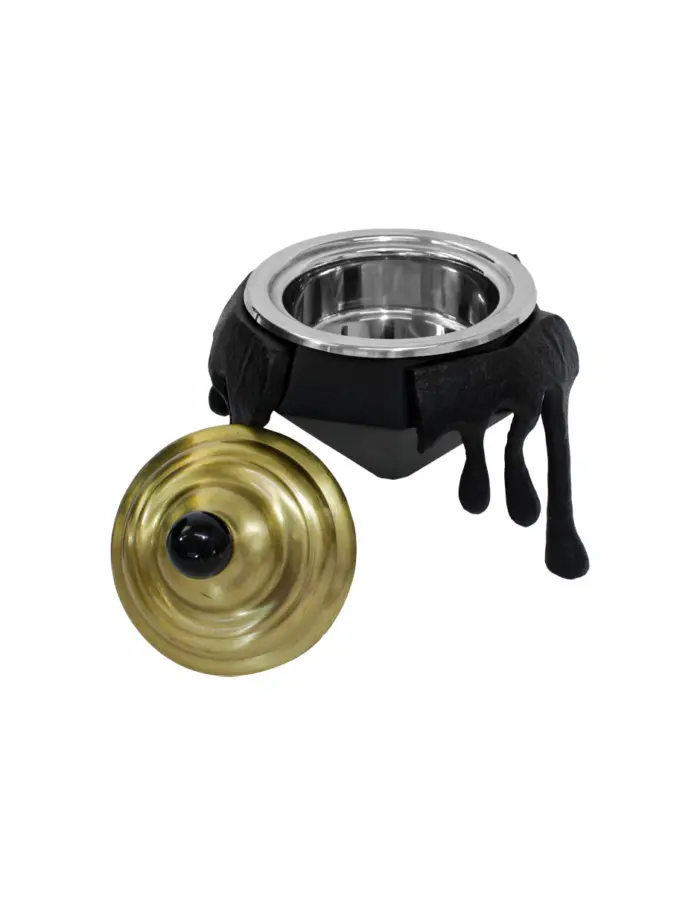 Buffetera de aluminio con acero negro con tapa dorada de 19x19x19cm - Image 3